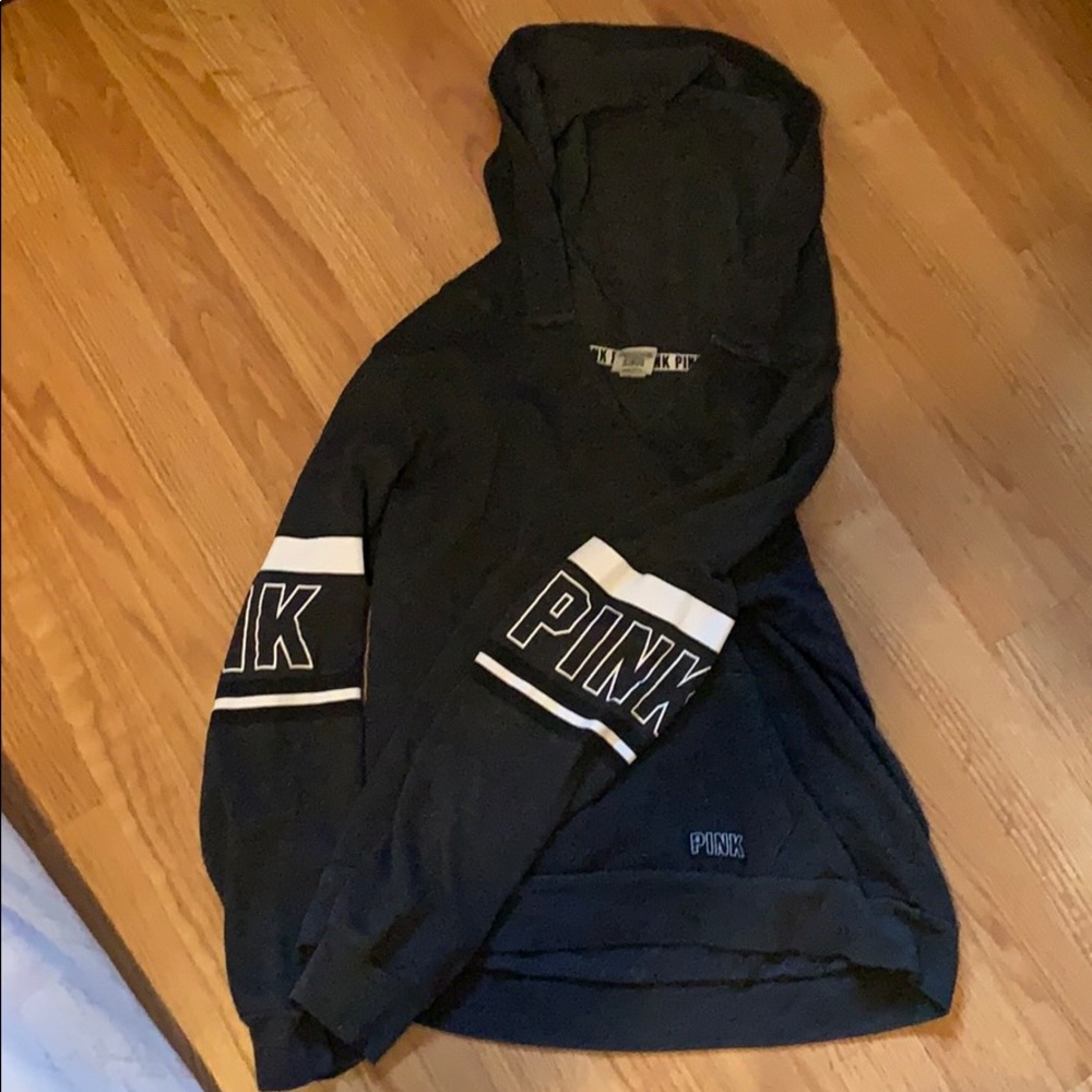 Dark grey Pink hoodie.